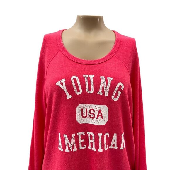 Sundry Young USA American Long Sleeve Red Pullover Sweatshirt Top Women Size 2 - Picture 3 of 10